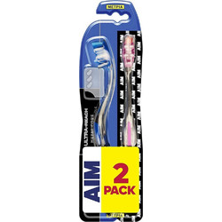 Aim Ultra Reach Metal Core Medium Οδοντόβουρτσες 2τμχ Μπλε Ροζ