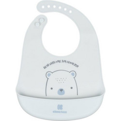 KikkaBoo Bear With Me Αδιάβροχη Σαλιάρα Σιλικόνης με Κουμπί & Τσέπη 4m+ Γαλάζια