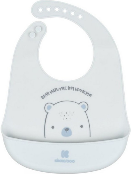 KikkaBoo Bear With Me Αδιάβροχη Σαλιάρα Σιλικόνης με Κουμπί & Τσέπη 4m+ Γαλάζια