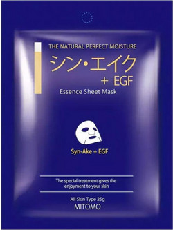 Mitomo Syn-ake & Egf Facial Essence Sheet Μάσκα Προσώπου για Αντιγήρανση & Λάμψη 25gr