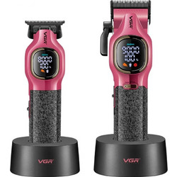 VGR V-886 S2 Ροζ Σετ Κουρευτική + Trimmer