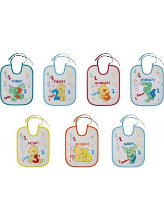 Lorelli 7 Days Bear & Bunny Σετ Αδιάβροχες Σαλιάρες Υφασμάτινες με Κορδόνι Πολύχρωμες 7τμχ