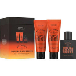 Scottish Fine Soaps Thistle & Black Pepper Well Groomed Eau de Toilette 50ml + After Shave Balm 75ml + Body Wash 75ml