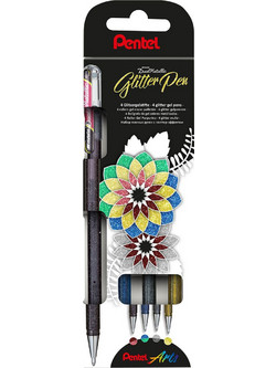 Pentel Dual Σετ Στυλό Gel 1mm Πολύχρωμο με Glitter 4τμχ K110-4XZ