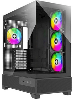 Xilence Flare Black Gaming Midi Tower Κουτί Υπολογιστή RGB με Πλαϊνό Παράθυρο