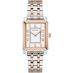 Bulova Sutton Γυναικείο Ρολόι με Ασημί Ροζ Χρυσό Μεταλλικό Μπρασελέ 98L328