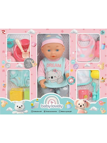 Blue Toys Κούκλα Μωρό Baby Lovely με Αξεσουάρ
