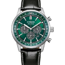 Citizen Eco-Drive Ανδρικό Ρολόι Χρονογράφος Solar με Μαύρο Δερμάτινο Λουράκι CA4720-01X