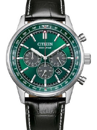 Citizen Eco-Drive Ανδρικό Ρολόι Χρονογράφος Solar με Μαύρο Δερμάτινο Λουράκι CA4720-01X