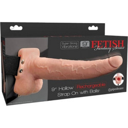 Pipedream Fetish Fantasy 9" Hollow Rechargeable Harness Strap On με Dildo 23cm & Δόνηση Flesh