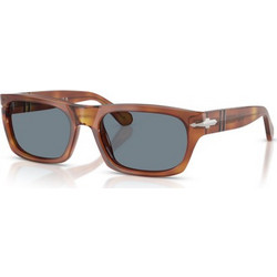 Persol PO3398S 96/56 Ανδρικά Γυαλιά Ηλίου Τετράγωνα Κοκάλινα Καφέ με Μπλε Φακό