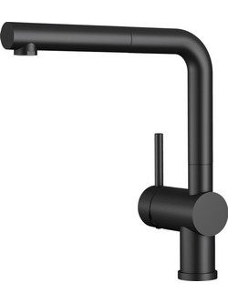 Blanco Linus-S 525807 Μπαταρία Κουζίνας Πάγκου Διπλής Παροχής Ανάμεικτη με Ντουζ Μαύρη