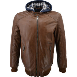 Leather 100 Ανδρικό Μπουφάν Χειμωνιάτικο Δερμάτινο Καφέ 08-M-TREBUR