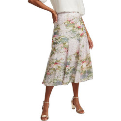Ted Baker Μίντι Φούστα Υφασμάτινη Ψηλόμεση Floral Σομόν Πράσινο Mint 284191