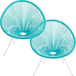 Kare Design Acapulco Πολυθρόνα Κήπου Μεταλλική Γαλάζια 2τμχ
