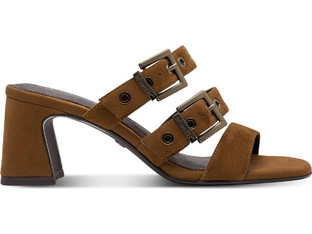Tamaris Γυναικεία Πέδιλα Suede Καφέ με Χοντρό Χαμηλό Τακούνι 1-27222-46-305