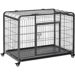 PawHut Συρμάτινο Κλουβί Σκύλου Crate Μεσαίο Μαύρο 109.5x71x78cm