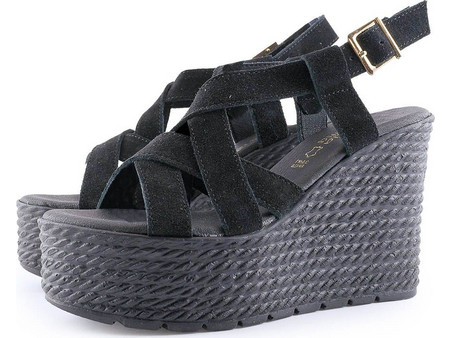 Love4shoes Καλοκαιρινές Γυναικείες Πλατφόρμες Ψηλές Μαύρες 220