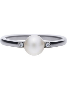 Diamonfire Γυναικείο Δαχτυλίδι Ροζέτα από Ασήμι 925 με Ζιργκόν & Πέρλα 61182815111
