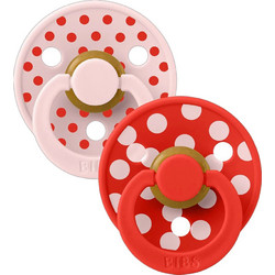 BIBS Studio Colour Πιπίλες Καουτσούκ 0-6m Polka Blossom Candy Apple 2τμχ