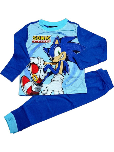 Disney Sonic Παιδική Πιτζάμα Βαμβακερή Χειμωνιάτικη Navy Μπλε Γαλάζια SON-2864