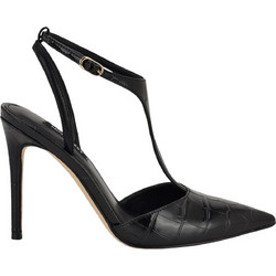 Nine West Γόβες Δερμάτινες με Τακούνι Στιλέτο με Λουράκι Μαύρες FIESTA3-01-001
