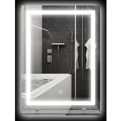 Kleankin Ορθογώνιος Καθρέπτης Μπάνιου Led & Ράφι Αφής Μεταλλικός 834-138V01SR