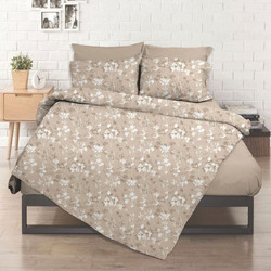 Kipper Σεντόνι Υπέρδιπλο με Λάστιχο 160x200+32 Flower Beige
