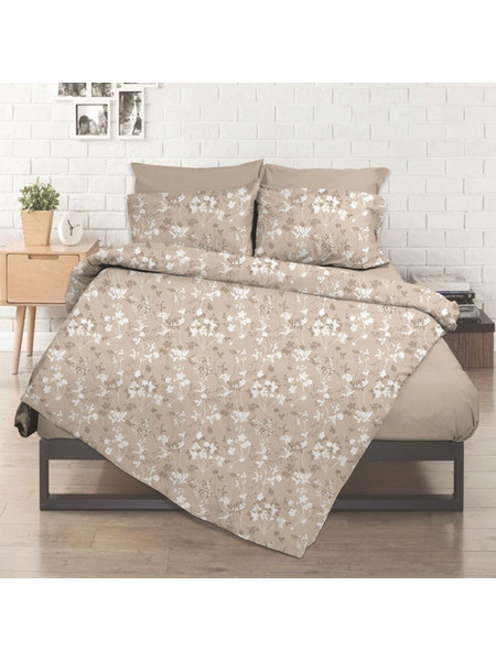 Kipper Σεντόνι Υπέρδιπλο με Λάστιχο 160x200+32 Flower Beige