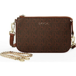 Lavor Γυναικείο Τσαντάκι Χιαστί από Δερματίνη Σοκολατί με Στενό Λουρί 1-902
