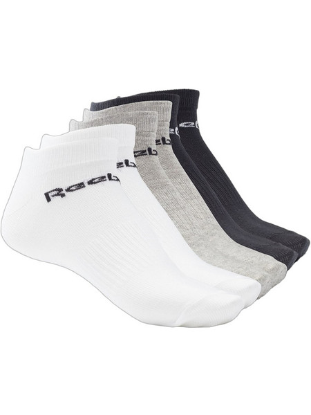 Reebok Ανδρικές Κάλτσες Κοντές με Σχέδια Λευκές Μαύρες Γκρι 2Pack GH8165