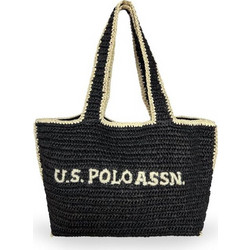 U.S. Polo Assn. Somerset Ψάθινη Τσάντα Θαλάσσης Ώμου Μαύρη 30x36cm BEUO19028WL2042