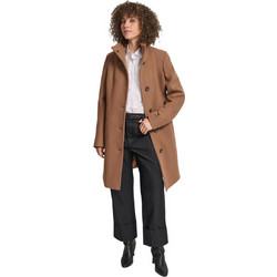 DKNY Γυναικείο Ημίπαλτο Μάλλινο Καφέ DLEMW021-DKC
