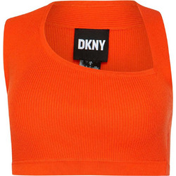 DKNY Γυναικείο Καλοκαιρινό Crop Top Ριπ Πορτοκαλί D2A4S913-ORA