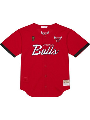 Mitchell & Ness Ανδρικό Πουκάμισο Βαμβακερό Κοντομάνικο Κανονική Γραμμή με Mao Γιακά Κόκκινο TP16323-CBUSCAR