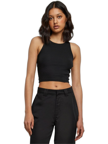 Urban Classics Γυναικείο Καλοκαιρινό Crop Top Ριπ Μαύρο TB1498-00007