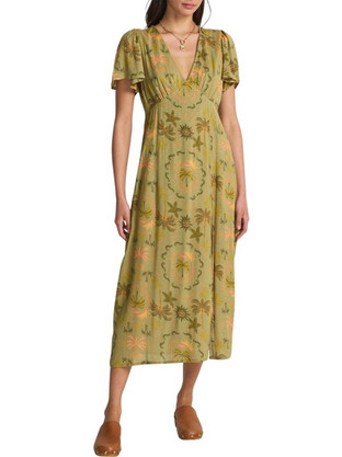 Billabong Jet Set Midi Καλοκαιρινό Καθημερινό Φόρεμα Μεταξωτό Χακί EBJWD00134-TLW0
