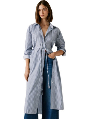 Pepe Jeans Midi Καθημερινό Φόρεμα Σεμιζιέ Γαλάζιο PL9537786-551