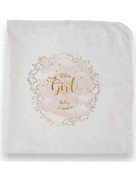 Bonjour Bebe Girl Baby Shower Πάνα Αγκαλιάς Χασέ Λευκή 75x75cm