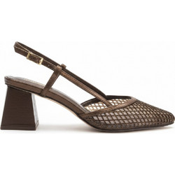 Menbur Γόβες Slingback Δερμάτινες με Χοντρό Χαμηλό Τακούνι Μπρονζέ 78095