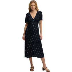 Superdry Midi Καλοκαιρινό Βραδινό Φόρεμα Μεταξωτό Μαύρο W8012077A-LO7