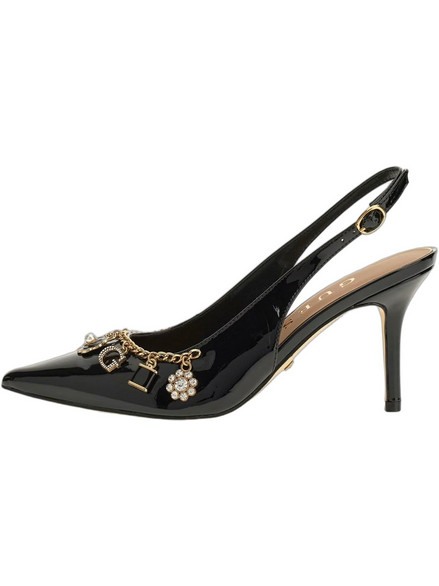 Guess Γόβες Slingback Λουστρίνι με Τακούνι Στιλέτο με Στρας Μαύρες FLTNK2PAF05
