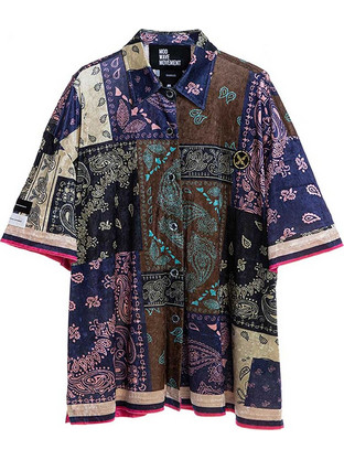MWM Ανδρικό Πουκάμισο Εμπριμέ Κοντομάνικο Overshirt Μπλε MW092080393-104