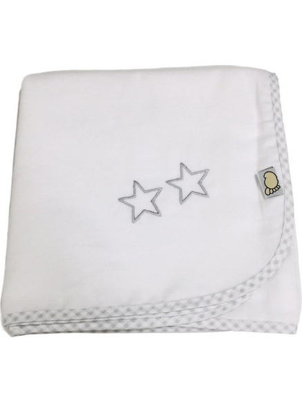 Figlio Bino Stars Πάνα Αγκαλιάς Φανελένια Λευκή Γκρι 90x88cm 35-01