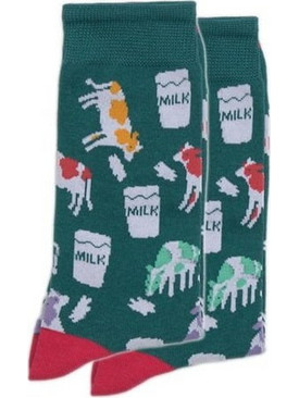 Ysabel Mora Cow Milk Ανδρικές Κάλτσες Ψηλές με Σχέδια Πράσινες 22847