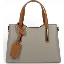 Passaggio Leather Γυναικεία Τσάντα Χειρός Δερμάτινη Γκρι 5841-KR-30