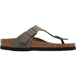 Birkenstock Gizeh Birko-Flor Δερμάτινες Γυναικείες Σαγιονάρες Ανατομικές Αντιολισθητικές Ανθρακί 4339300