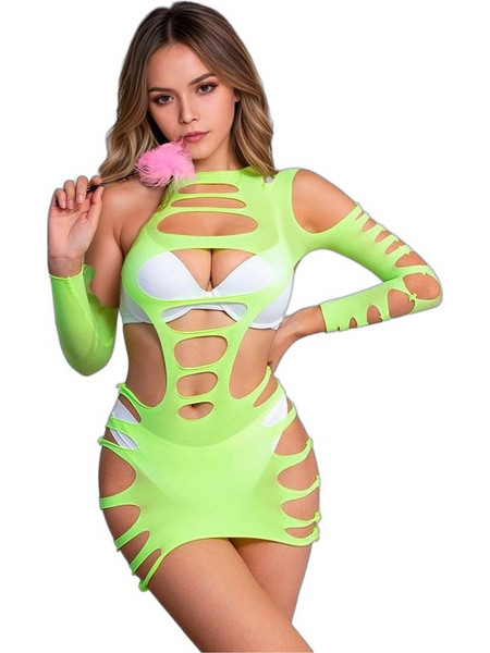 Adalet Willow Sexy Φόρεμα See Through Lime A-841