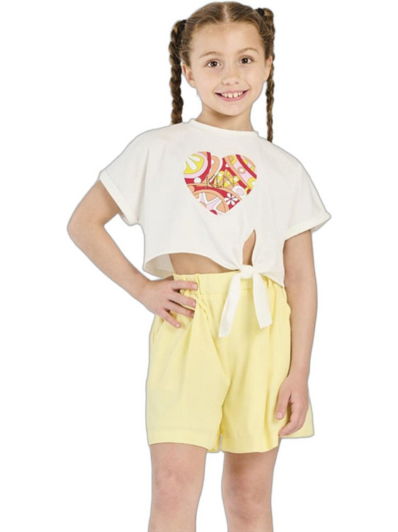 Koralline Παιδικό Crop Top Κοντομάνικο Λευκό KS26-328-10