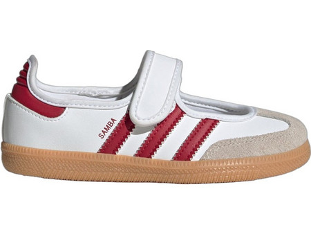 Adidas Samba Jane Παιδικές Μπαλαρίνες Πάνινες με Σκρατς Λευκές Μπορντό KJ2660